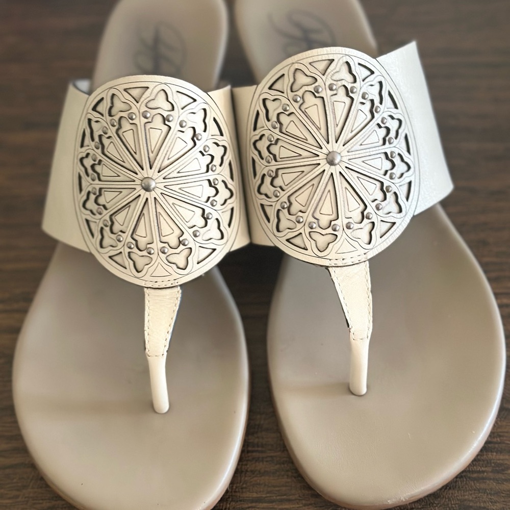 Brighton Cream Sandals with Ornate Design